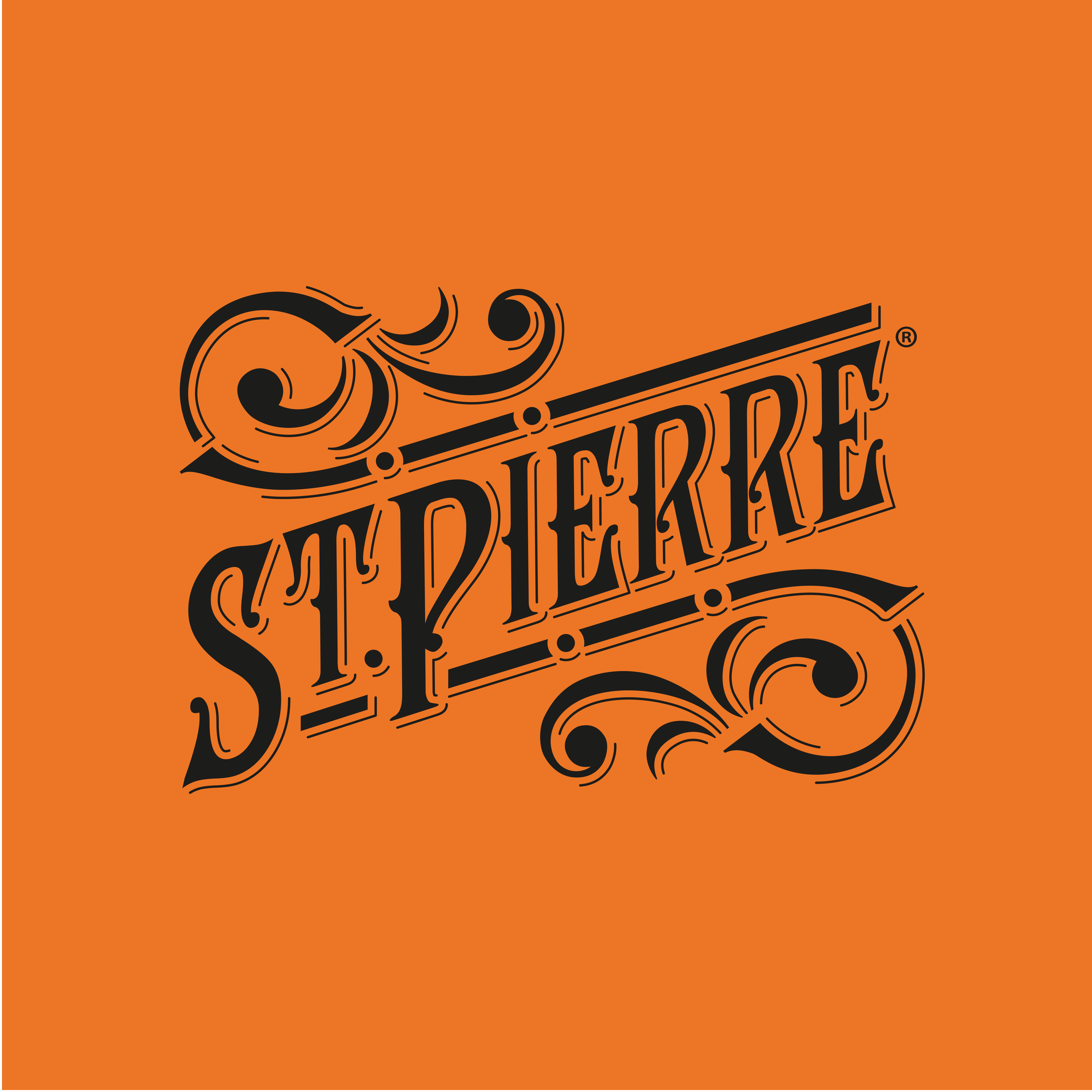 St Pierre Logo - Black (Orange Background)